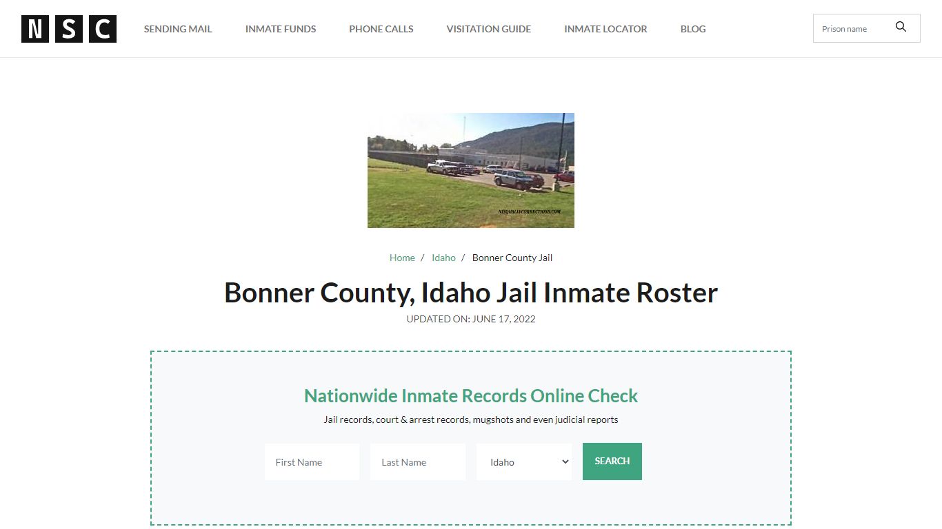 Bonner County, Idaho Jail Inmate Roster