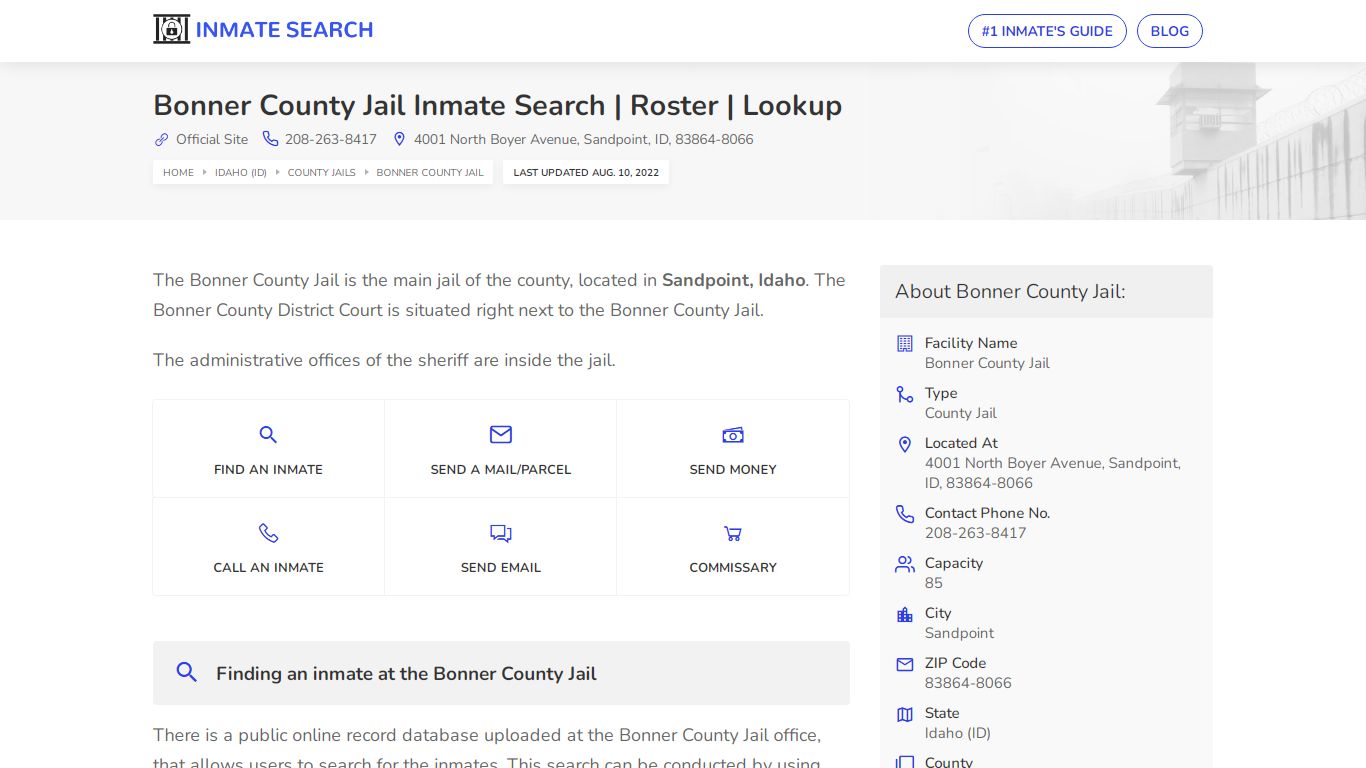 Bonner County Jail Inmate Search | Roster | Lookup